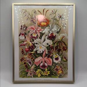 Elegant Floral Art Print with Gold Frame